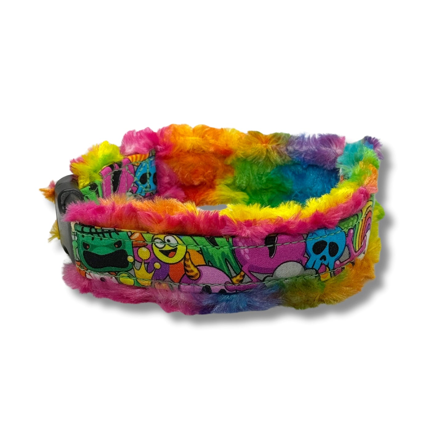 Monster Mash Collar + Tye-Dye Rainbow Lining (Standard Buckle)